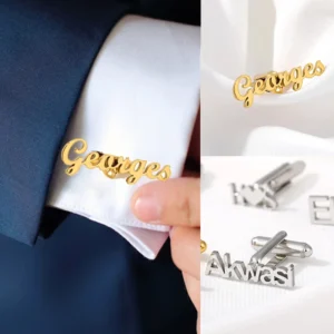 Handcrafted Signature Cufflinks– Bespoke Gold-Plated Nameplate