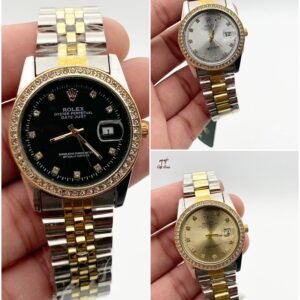 Luxury Two-Tone Diamond Dial Couple Watch Set – Premium Silver & Gold-Finish