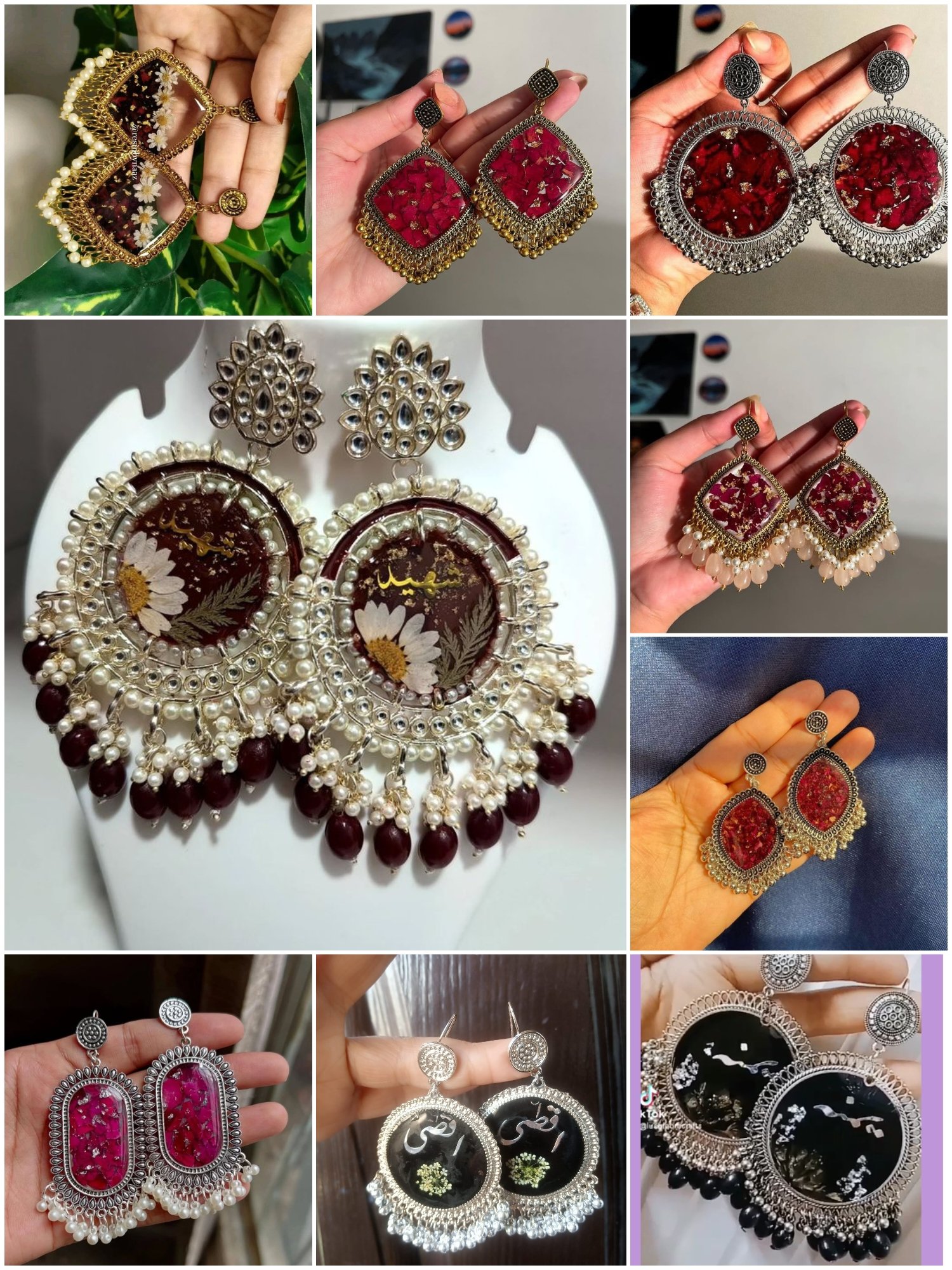 Handcrafted Real Rose Petal Resin Earrings