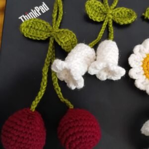 Crochet Cherry & Lily bag Charms
